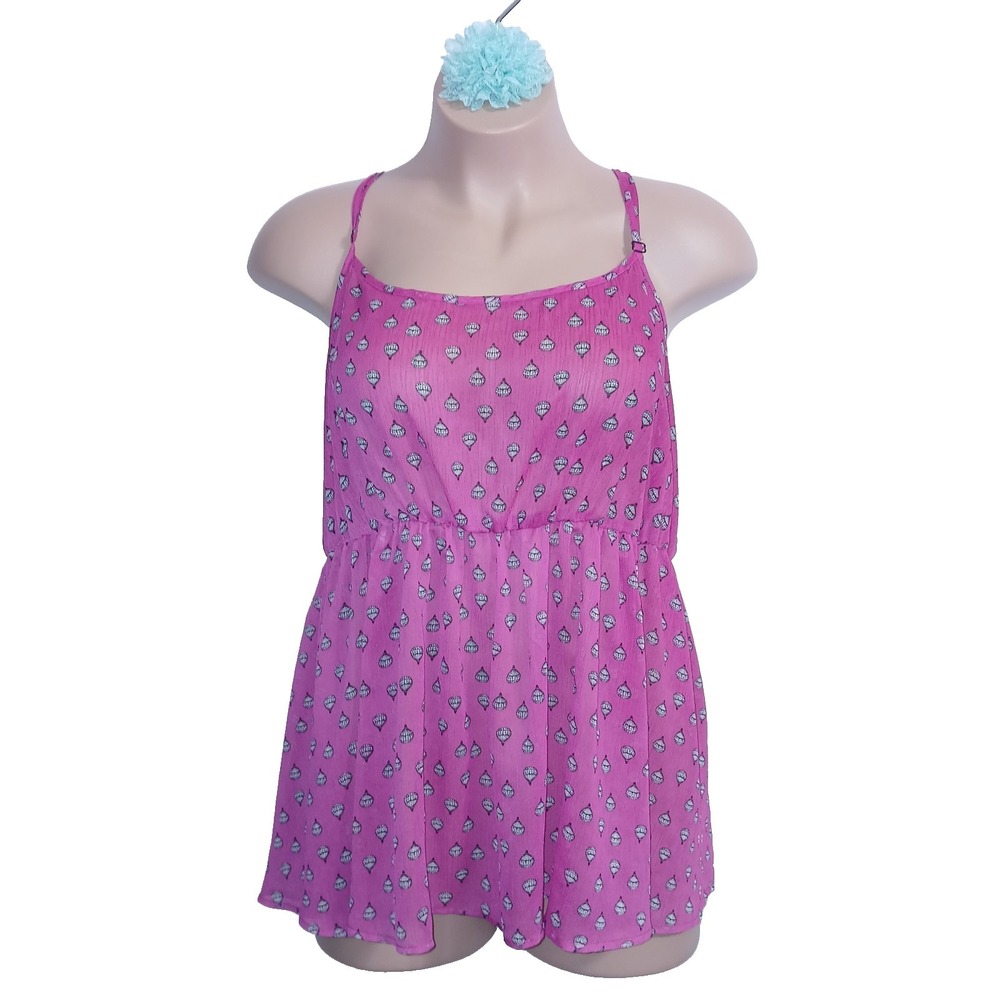 Torrid Women Babydoll Hot Air Balloon Tank Top 4X Pink Whimsical Sheer Cottage